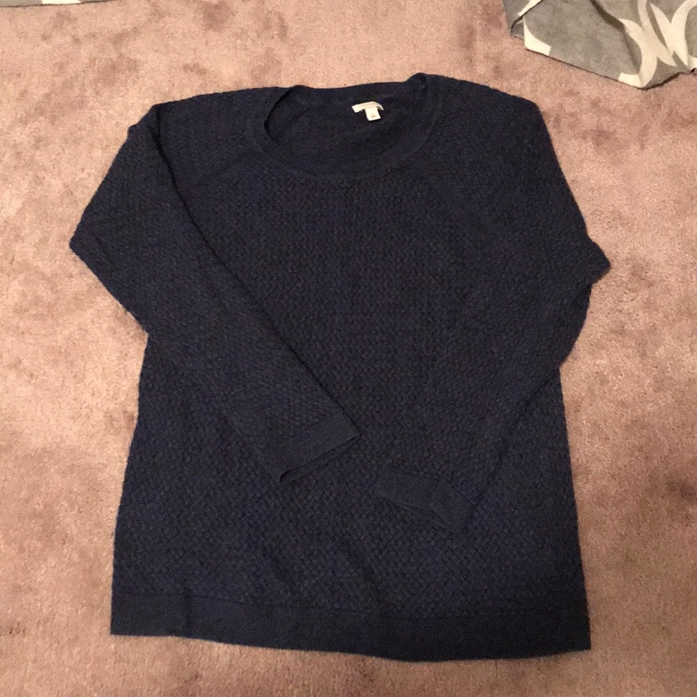 waffle knit navy sweater